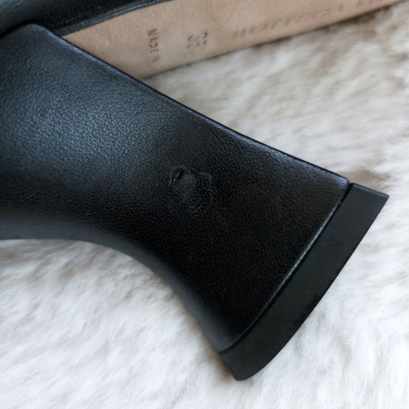 Bottega Veneta Square Pointy Toe Curved Block Heel Lamb Leather Mule - Picture 10 of 12